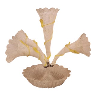 Mid 20th Century Coralene Art Glass Epergne With Flour Flutes For Sale