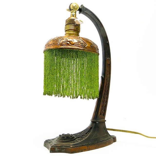Metal Table Lamp with Floral Motifs, Austria-Hungary, Early 20th Century For Sale - Image 10 of 12
