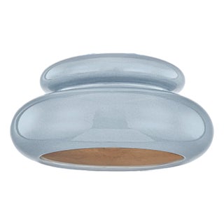 Mitzi Pia 16 in. 1 Light Semi Flush in Aged Brass and Ceramic Chateau Crackle Finish For Sale