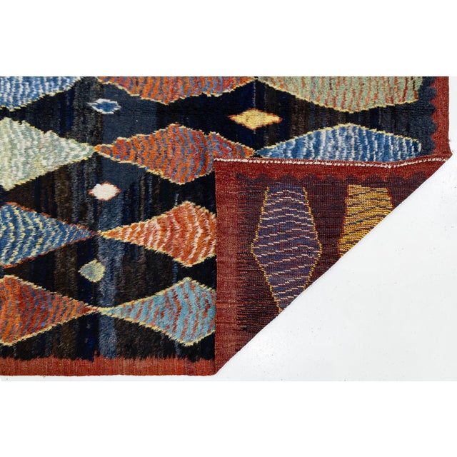 Moroccan Modern Moroccan Style Hand-Knotted Wool Area Rug With Geometric Diamond Motif For Sale - Image 3 of 12