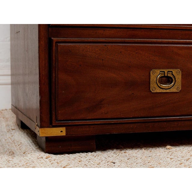 Vintage Campaign Mahogany Tall Chest With Brass Hardware For Sale - Image 9 of 10