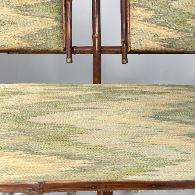 Brown Art Deco Italian Sofa in Fabric and Bamboo, 1930s For Sale - Image 8 of 14