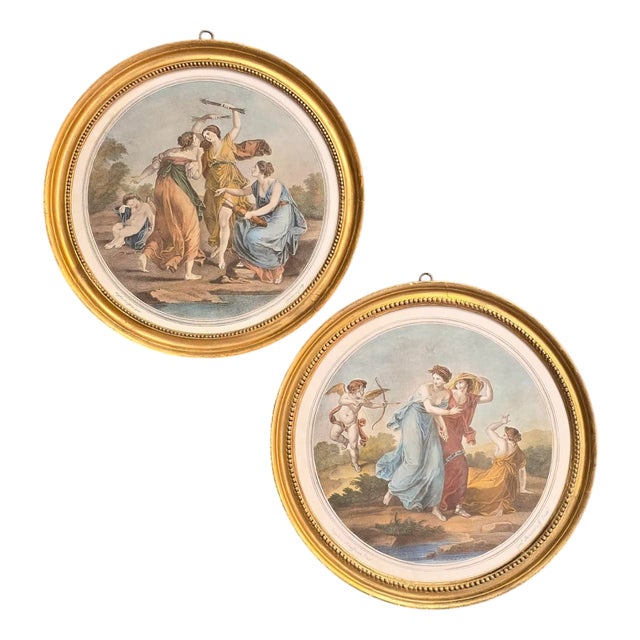 Angelica Kauffman, Cupid Disarmed by Grace & Cupid's Revenge, 1800s, Engravings, Set of 2 For Sale