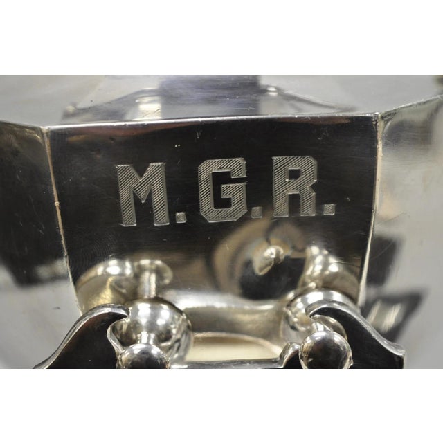 Antique Wilcox Art Deco Silver Plated Tilting Coffee Teapot on Stand "m.g.r." For Sale - Image 11 of 18