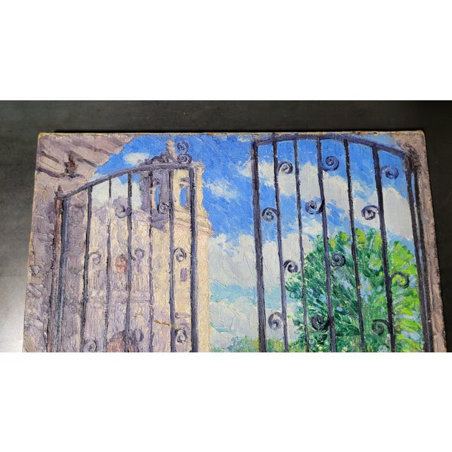 1940s Iron Gates Painting by Robert F. Williams "Mission Gates" 1940's For Sale - Image 5 of 11