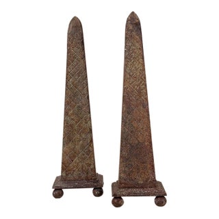 Pair | Vintage Cast Iron Obelisks For Sale