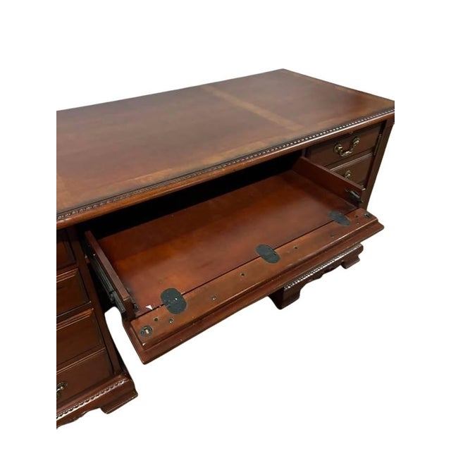 Brown Thomasville French Provincial Executive Desk & Hutch Combo For Sale - Image 8 of 9