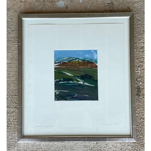 Framed Abstract Landscape Monotype Print For Sale - Image 14 of 17