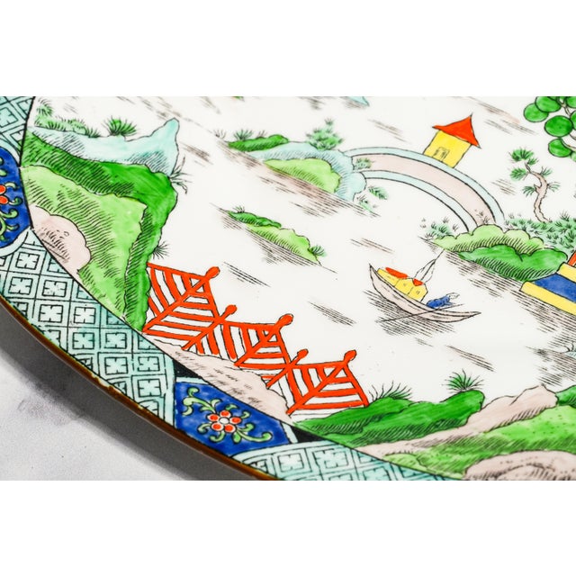 English Hand Painted Square Antique Porcelain Cake Plate Ye Olde Willow Crown Staffordshire Asian Chinoiserie Tiffany & Co Home Decor For Sale In New York - Image 6 of 16