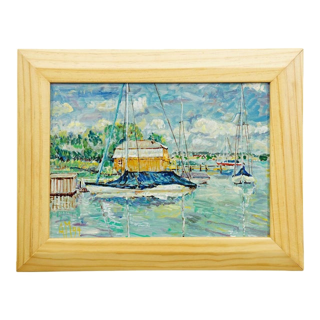 Oil Painting by Alexander Michael - Boathouse, Lake Chiemsee, 1994 For Sale