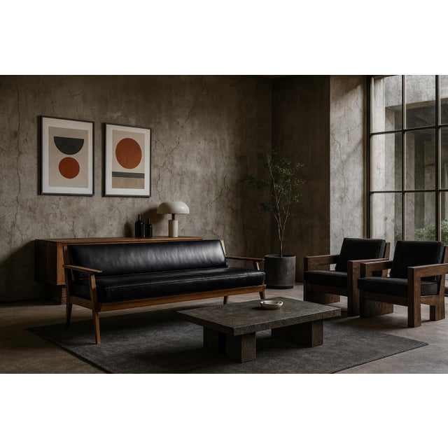 This modernist sofa was manufactured in Germany during the 1960s. This sofa captivates with its geometric, decisive lines....