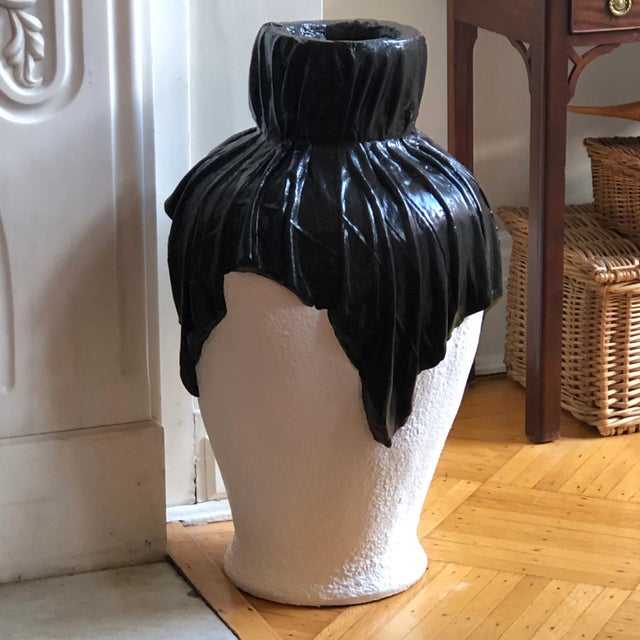 Postmodern 1970s Draped Plaster Floor Vase in the Manner of John Dickenson For Sale - Image 3 of 12