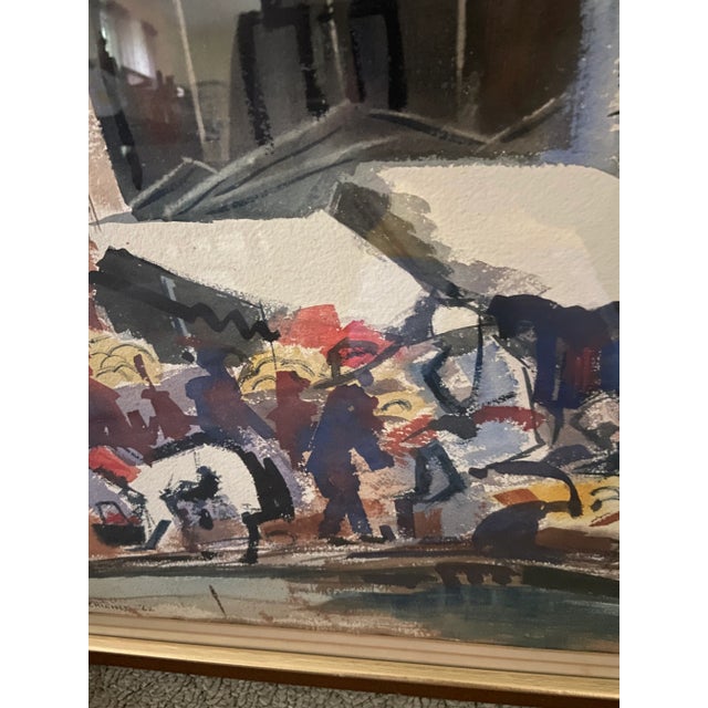 1960s Abstract Contemporary Watercolor Painting Signed Schwind 60s For Sale - Image 5 of 13