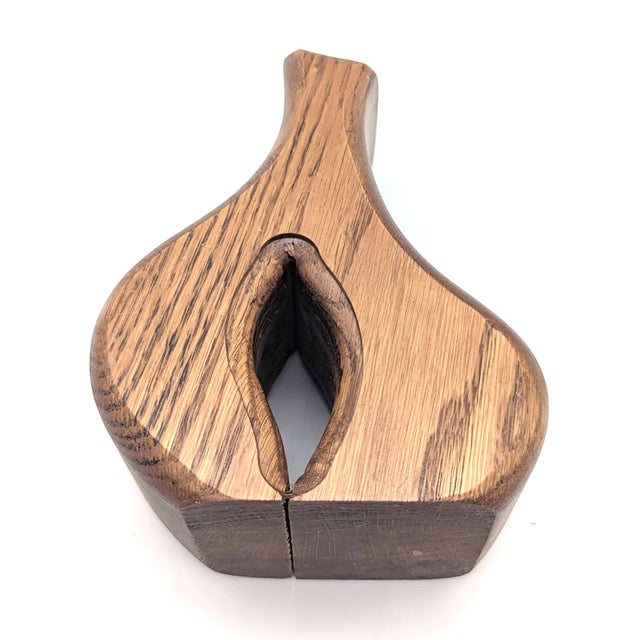 Vintage Oak Wood Candle Holder For Sale - Image 10 of 10