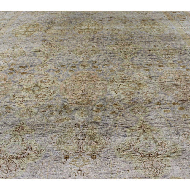Mid 20th Century Silk Turkish Sivas With All-Over Stylized Design in Gold Lavender and Cream For Sale - Image 4 of 10