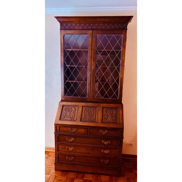 Ethan Allen Vintage Traditional Ethan Allen Secretary Desk/Bookcase For Sale - Image 4 of 11