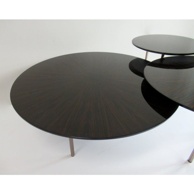 Modern C.1990's Italian Modernist Macassar Ebony High Gloss Modular Cocktail Table - Set of 3 For Sale - Image 3 of 13