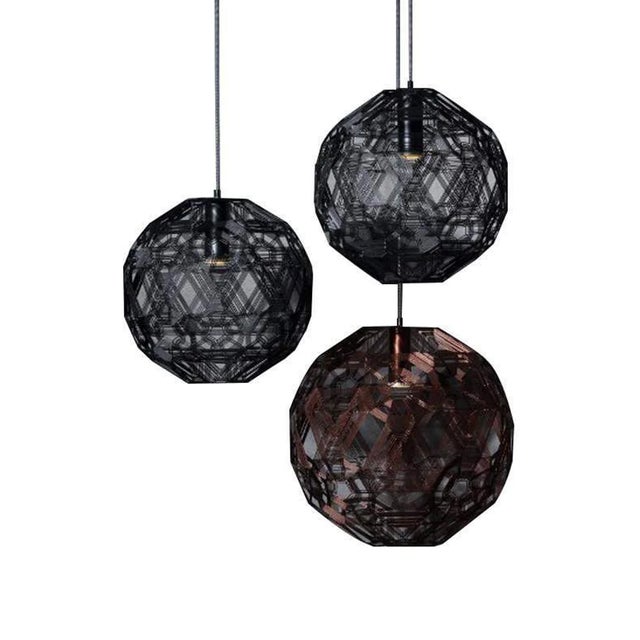 Oggetti Galvanized Iron Pendant Light, Black, 29.5" Diameter - Zattelite 75 by Oggetti For Sale - Image 4 of 5
