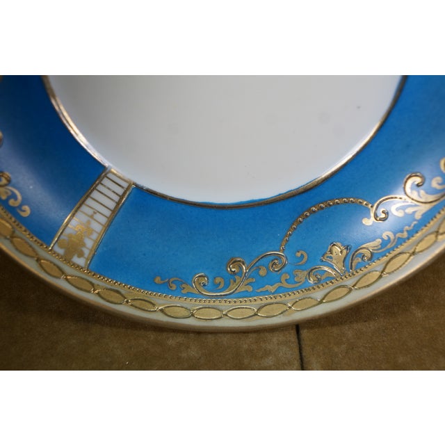 Antique Noritake Turquoise Blue & Gold Lidded Sugar Bowl W/ Spoon For Sale - Image 6 of 18