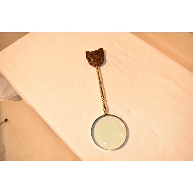 Victorian 19th Century Magnifying Glass With Hand Carved Yorkie Handle For Sale - Image 3 of 8