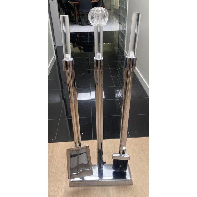 Alessandro Albrizzi Vintage 1970s Mid-Century Modern Fireplace Tool Set For Sale - Image 4 of 6