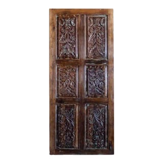 1920s Shabby Chic Floral Carved Sliding Barn Door For Sale