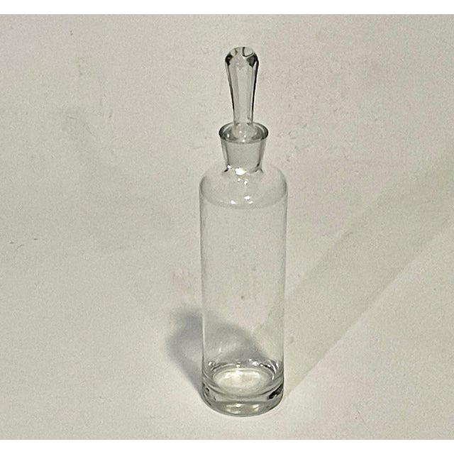 1960s Pair Mid 20th Century Minimalist Clear Glass Decanters With Stoppers For Sale - Image 5 of 15