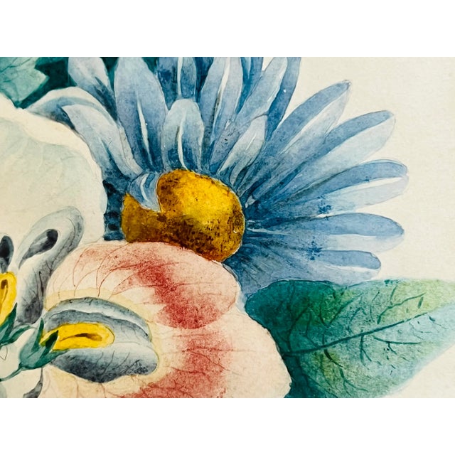 Hand Painted Framed and Matted Watercolor of Flowers, Signed, C 1859 For Sale In Chicago - Image 6 of 9