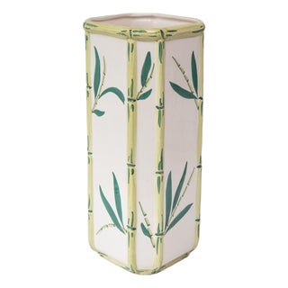Stoneware Umbrella Stand in Imitation Bamboo Leaves, Spain, 1980s For Sale