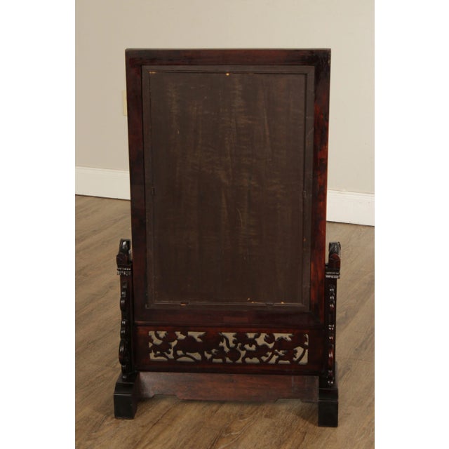 Antique Chinese Carved Hardwood Table Screen Mirror For Sale - Image 11 of 12