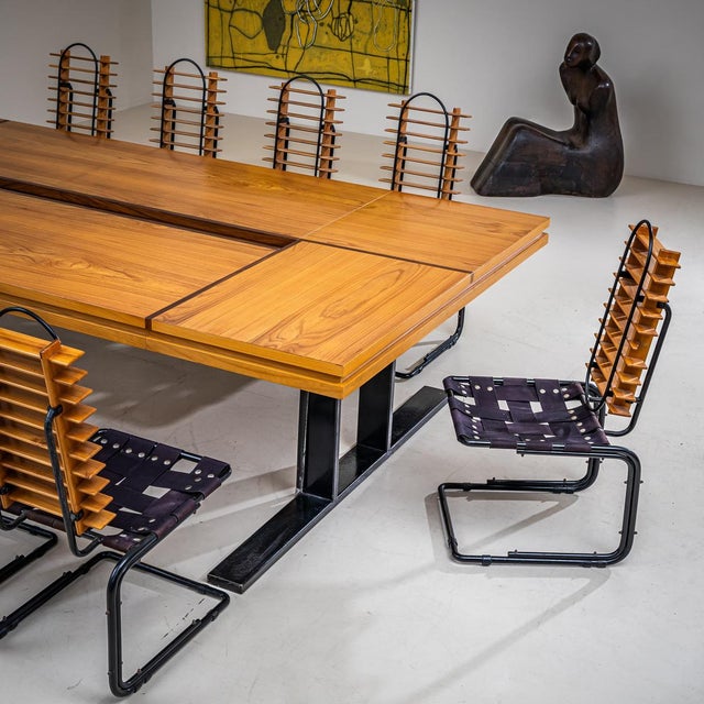 Conference Table with Chairs, Rome, 1960s, Set of 11 For Sale - Image 9 of 18
