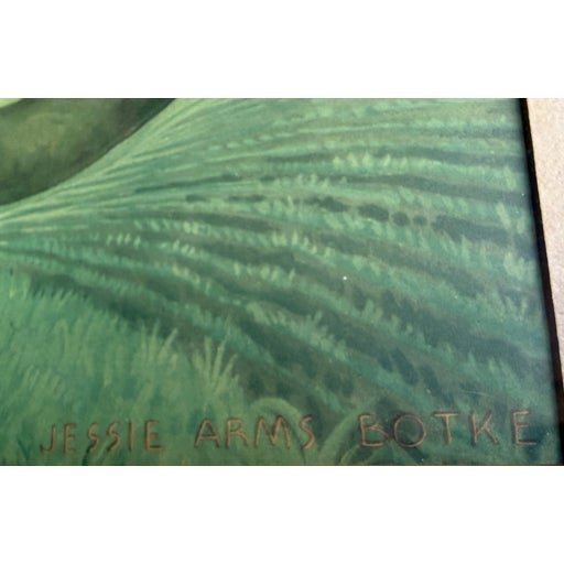 Bring a touch of tropical elegance and Hollywood Regency glamour to your walls with this vintage framed Jessie Arms Botke...
