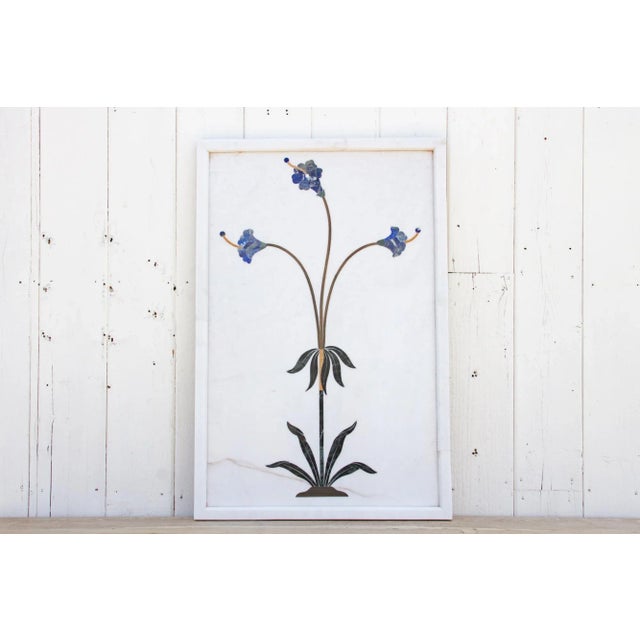 Contemporary Precious Botanical Inlay Marble Panel For Sale - Image 3 of 13