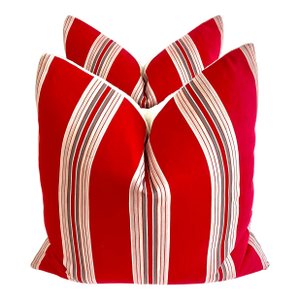 Vintage French Ticking Pillows 22 X 22 - A Pair
