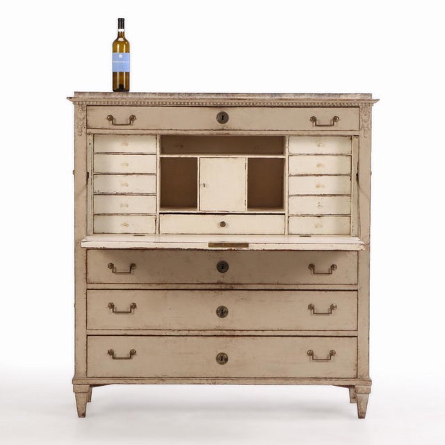 Crafted in two pieces, this Neoclassical form desk features clean lines and understated elegance, with a soft painted...