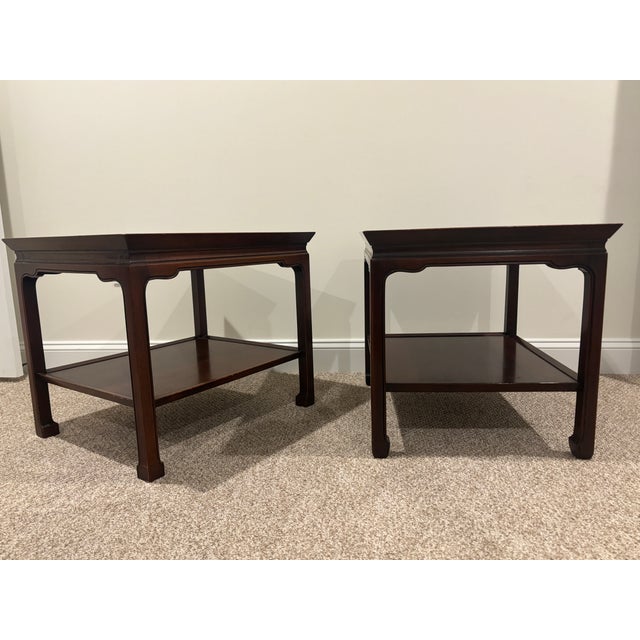 Mid-Century Modern Pair of 1960s Heritage Henredon Mid-Century Ming Style Mahogany Side Tables For Sale - Image 3 of 11