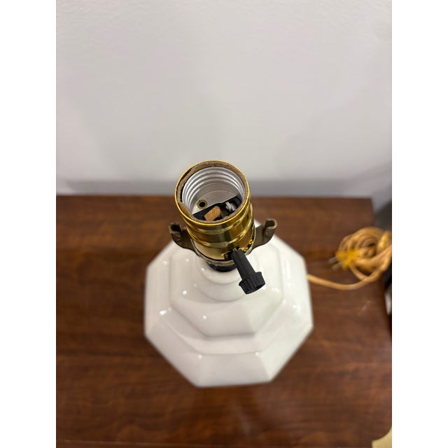 1970s Vintage Off White Octagonal Lamp For Sale - Image 5 of 5