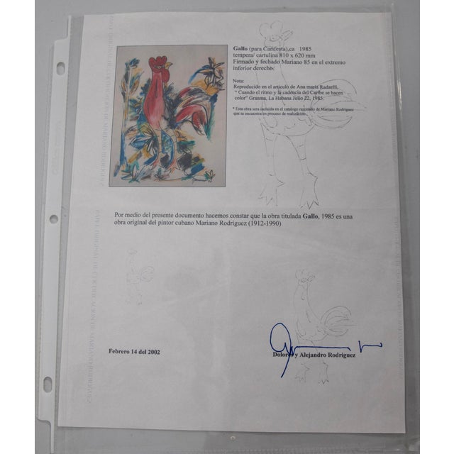 Mariano Rodríguez (1912–1990) – Gallo - 1985 - Original Mixed Media -32" X 40" For Sale - Image 4 of 4
