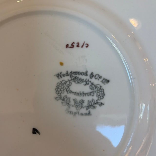 Late 19th Century Wedgwood Queens Ivory Pheasant Salad/Dessert Plates 2 Pink, 2 Green, 2 Blue and 1 Yellow. - Set of 7 For Sale In Aspen - Image 6 of 7