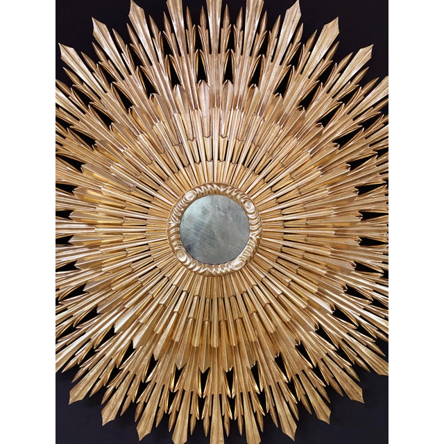 20th Century Sunburst Carved Golden Mirror For Sale - Image 4 of 7