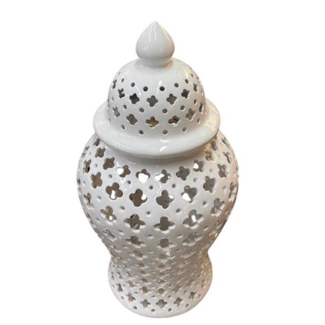 Vintage Pierced Ceramic Temple Jar / Lantern For Sale In West Palm - Image 6 of 12