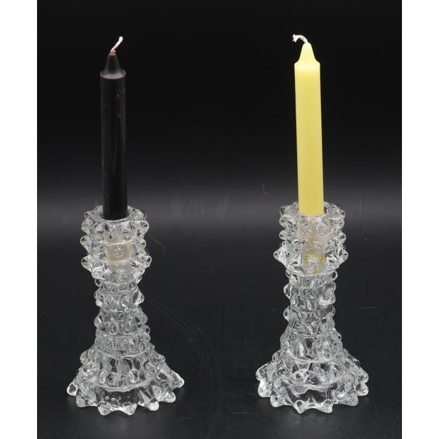 Set of 2 Candle Holder in Murano Rostrato Glass by Barovier E Toso, 1950 For Sale - Image 4 of 10