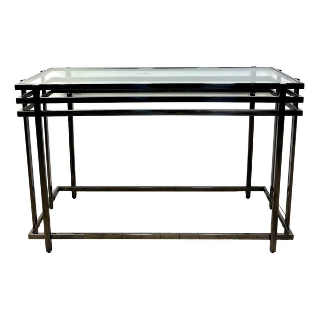 Smoked Silver Metal Console Table, 2000s For Sale