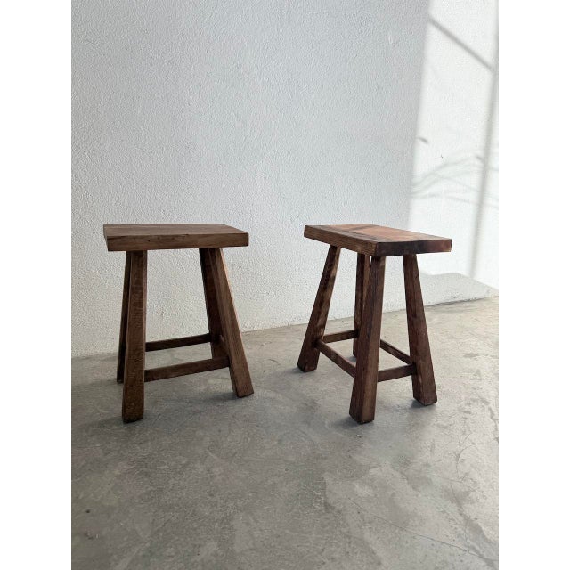 Vintage Oak Stools, 1960s, Set of 2 For Sale - Image 9 of 18