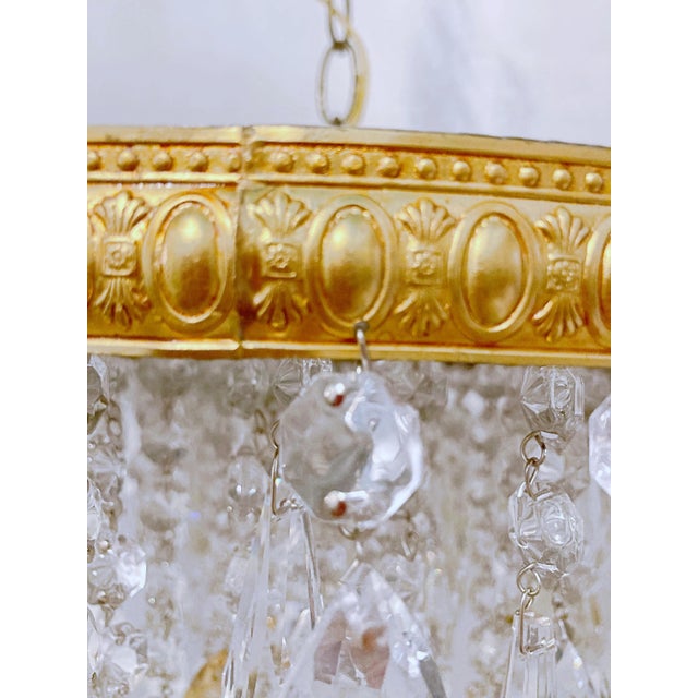 Traditional 1950's Italian Brass Upside Down Layered Chandelier For Sale - Image 3 of 11