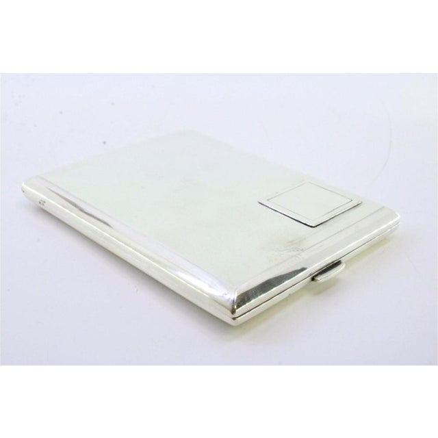 Silver Cigarette Case with Embossed Monogram Card and Gilt Interior For Sale - Image 3 of 7