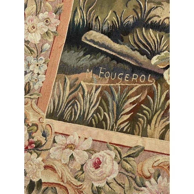 Antique French Handwoven Tapestry with Diane Return of Hunt Scene from Aubusson, 1940s For Sale - Image 12 of 18