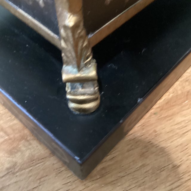 Vintage Painted Sheet Metal Footed Planter With Lion Head Handles For Sale - Image 4 of 12