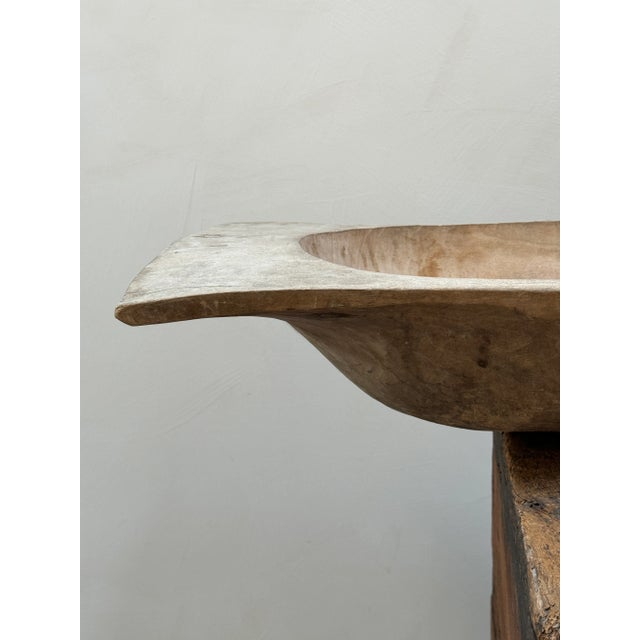 XL Antique Sculptural Wooden Hand Carved Dough Bowl For Sale - Image 10 of 12
