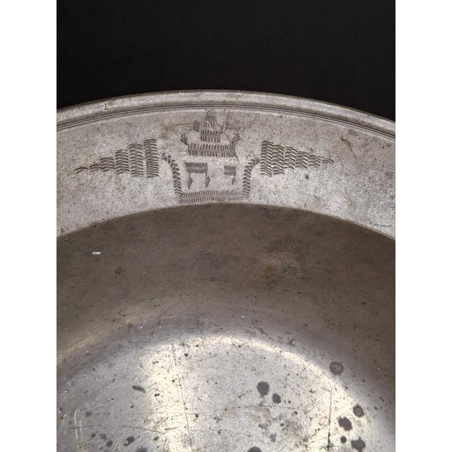 18th C German Pewter Judaica Passover Seder Basin Hebrew Engraved Christie's 11" For Sale - Image 11 of 14